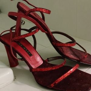 Scarlet red party dress/" Nine West" red shoes
